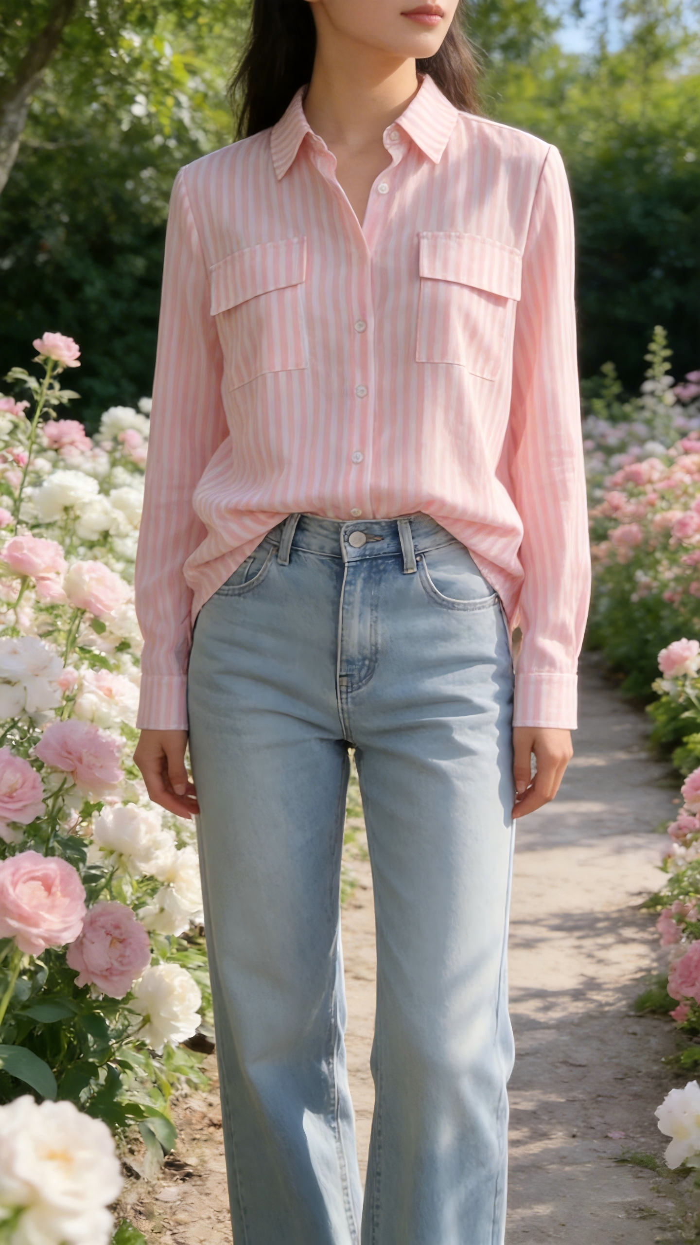 SS326 Premium Pink Stripe Woven Shirt wholesale Liru Fashion