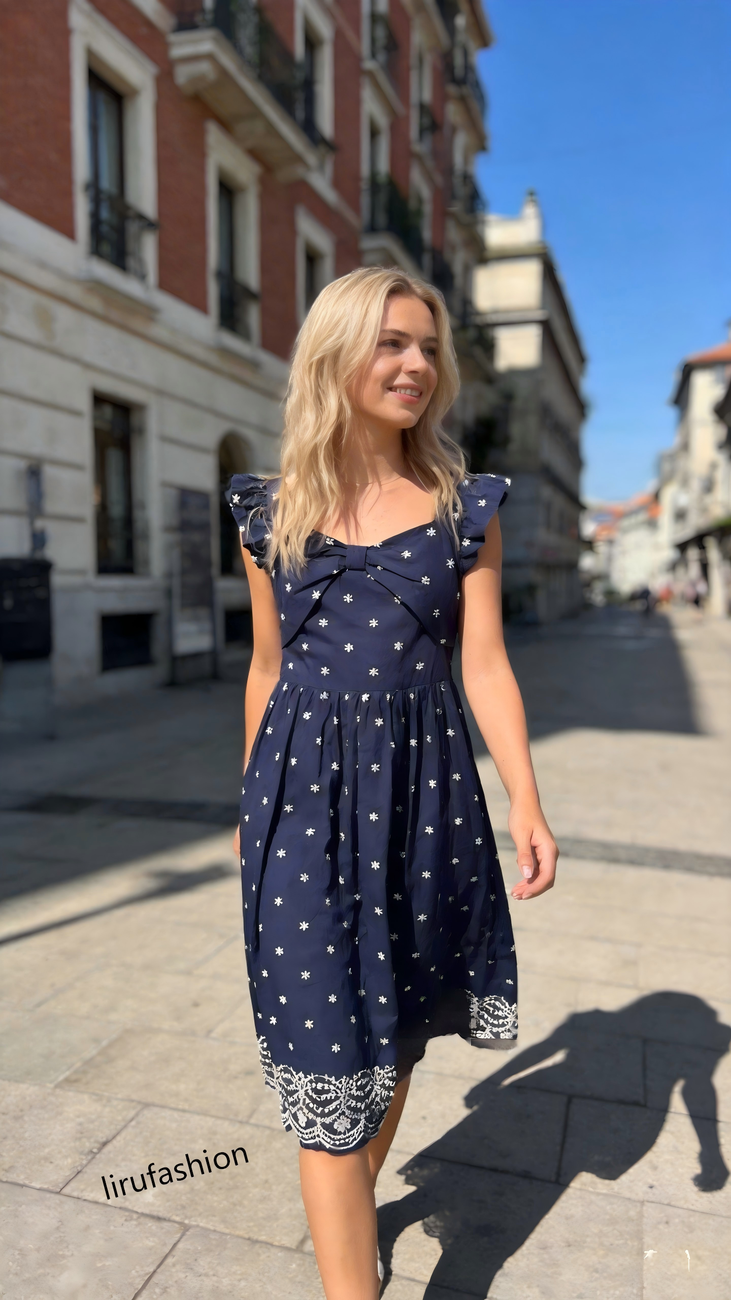 Indigo Blossom Mini Dress
