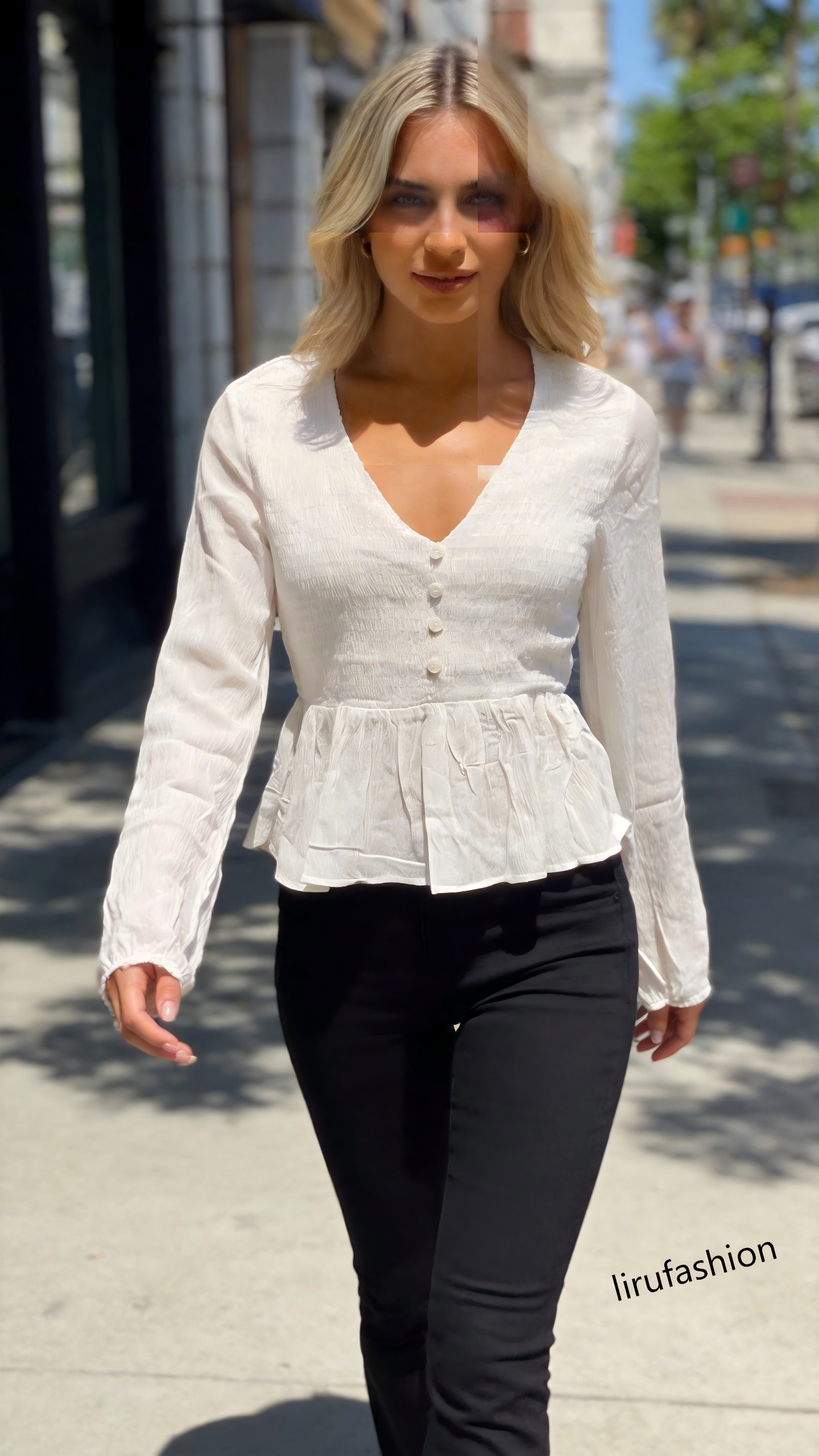 Riviera Alabaster Peplum Blouse